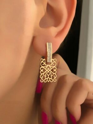 گوشواره ترنج نگین دار ژوپینگ